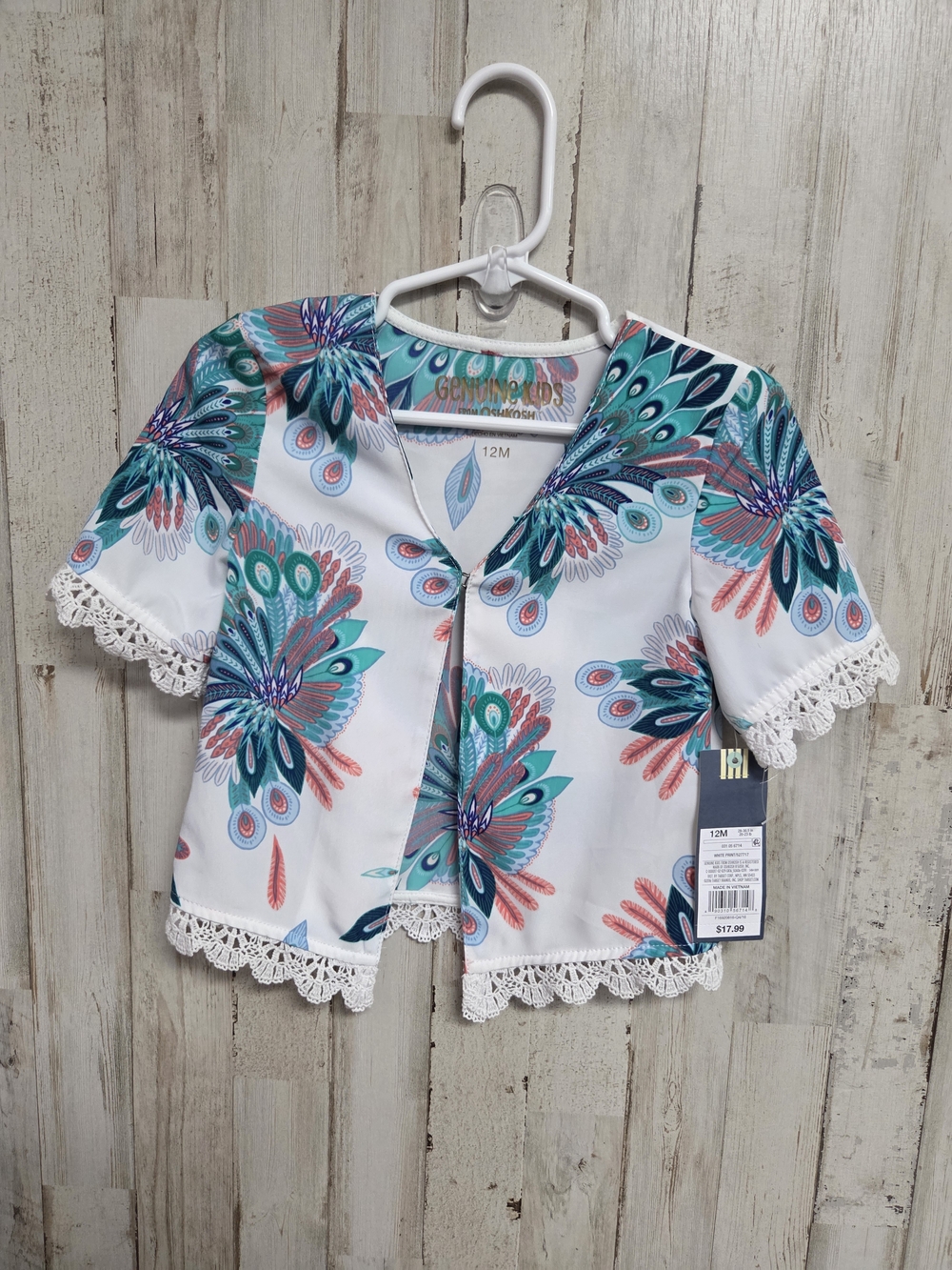 💝 Genuine Kids White Floral Crochet-Trim Baby Cape Jacket